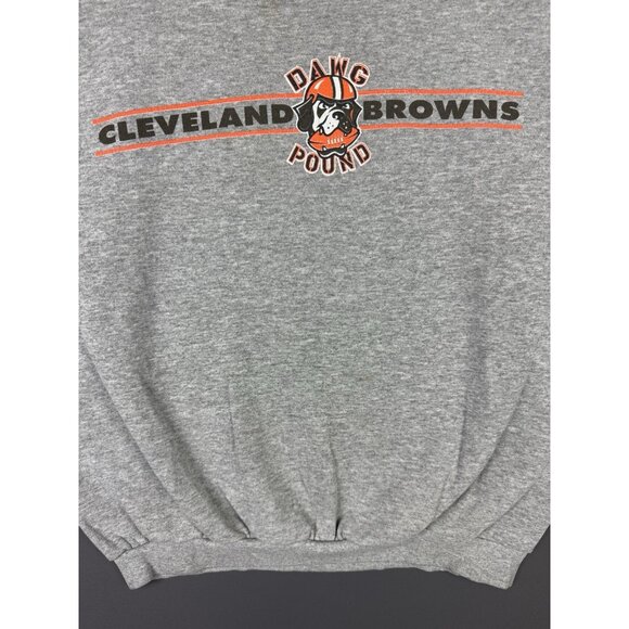 Vintage 90s Cleveland Browns NFL Football Dawg Pound Grey Crewneck Sweater Large - Picture 6 of 15
